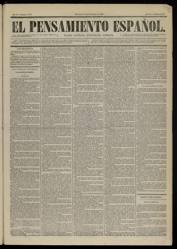 Miniatura de El Pensamiento Español del 30 de diciembre de 1868, nº 2747