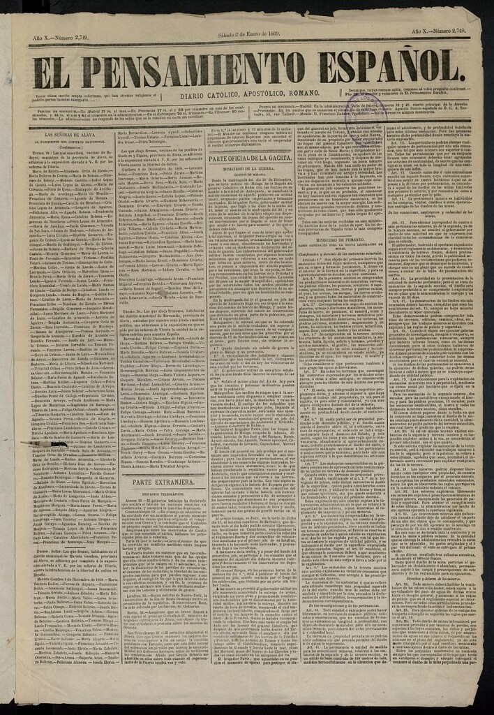 Miniatura de El Pensamiento Español del 2 de enero de 1869, nº 2749