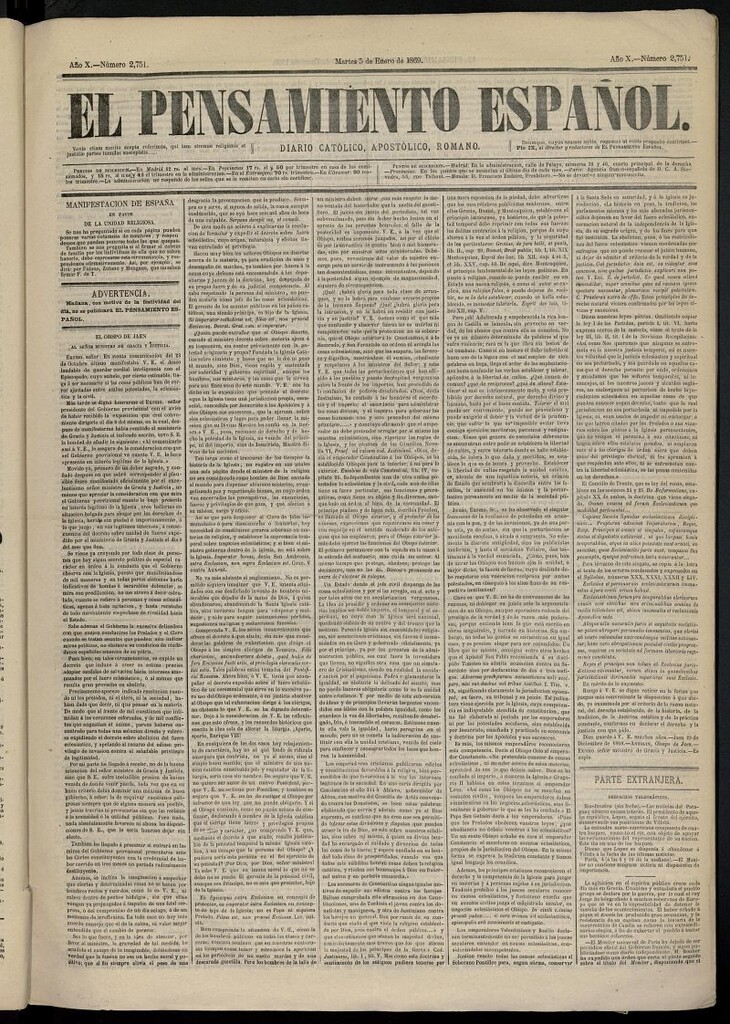 Miniatura de El Pensamiento Español del 5 de enero de 1869, nº 2751