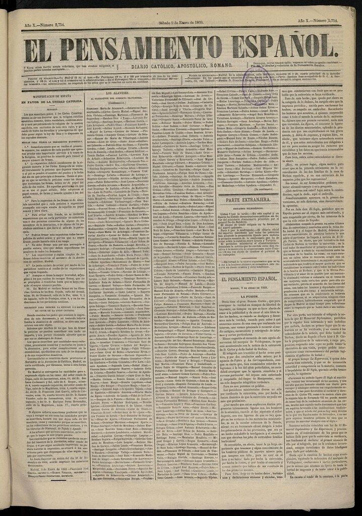 Miniatura de El Pensamiento Español del 9 de enero de 1869, nº 2754