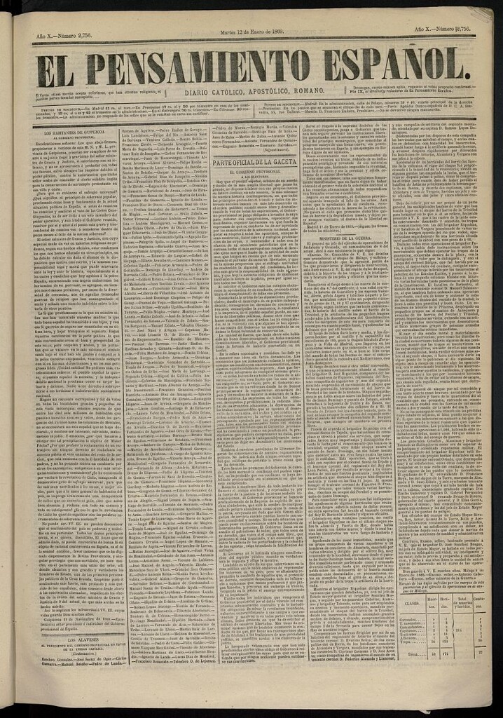 Miniatura de El Pensamiento Español del 12 de enero de 1869, nº 2756