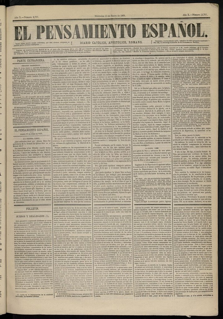 Miniatura de El Pensamiento Español del 13 de enero de 1869, nº 2757