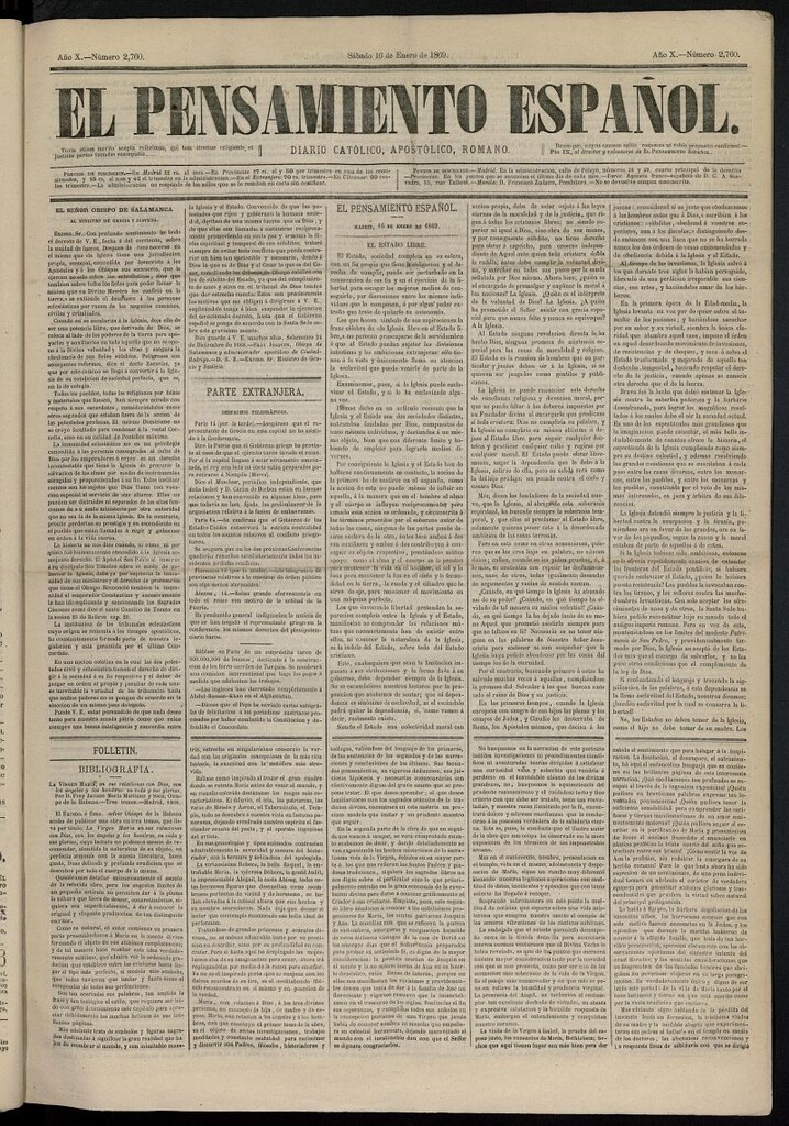 Miniatura de El Pensamiento Español del 16 de enero de 1869, nº 2760