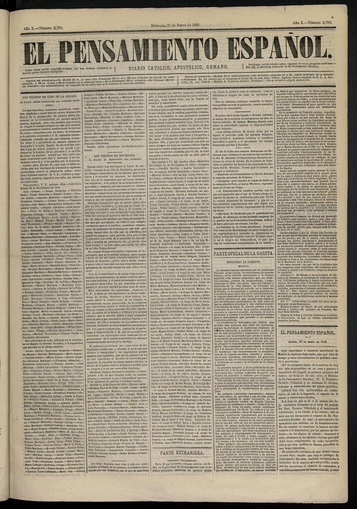 Miniatura de El Pensamiento Español del 27 de enero de 1869, nº 2768