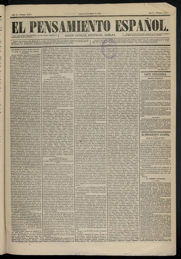 Miniatura de El Pensamiento Español del 28 de enero de 1869, nº 2769