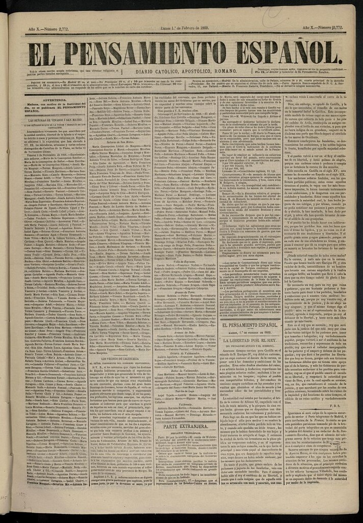 Miniatura de El Pensamiento Español del 1 de febrero de 1869, nº 2772