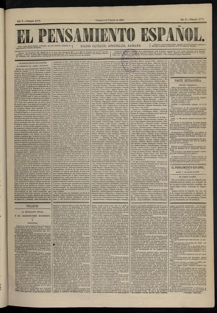 Miniatura de El Pensamiento Español del 5 de febrero de 1869, nº 2775