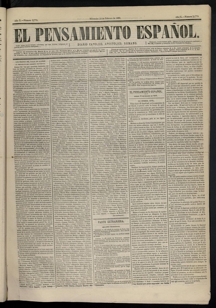 Miniatura de El Pensamiento Español del 10 de febrero de 1869, nº 2779