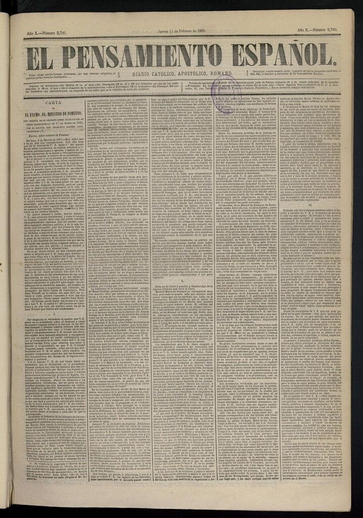 Miniatura de El Pensamiento Español del 11 de febrero de 1869, nº 2780