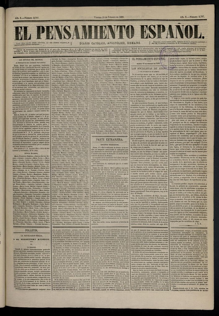 Miniatura de El Pensamiento Español del 19 de febrero de 1869, nº 2787