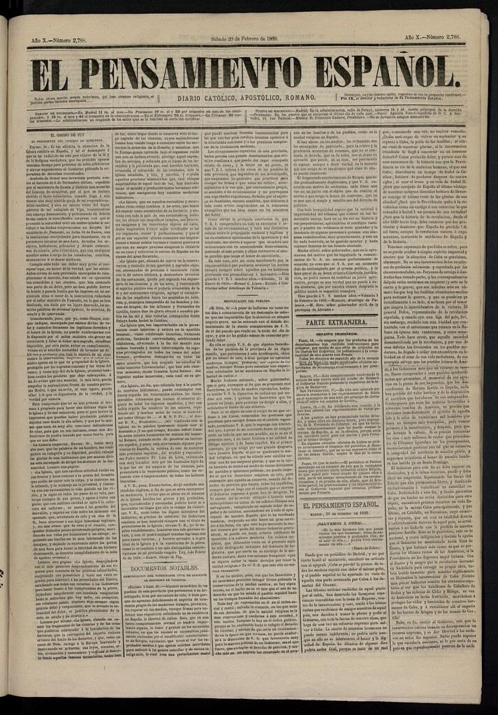 Miniatura de El Pensamiento Español del 20 de febrero de 1869, nº 2788