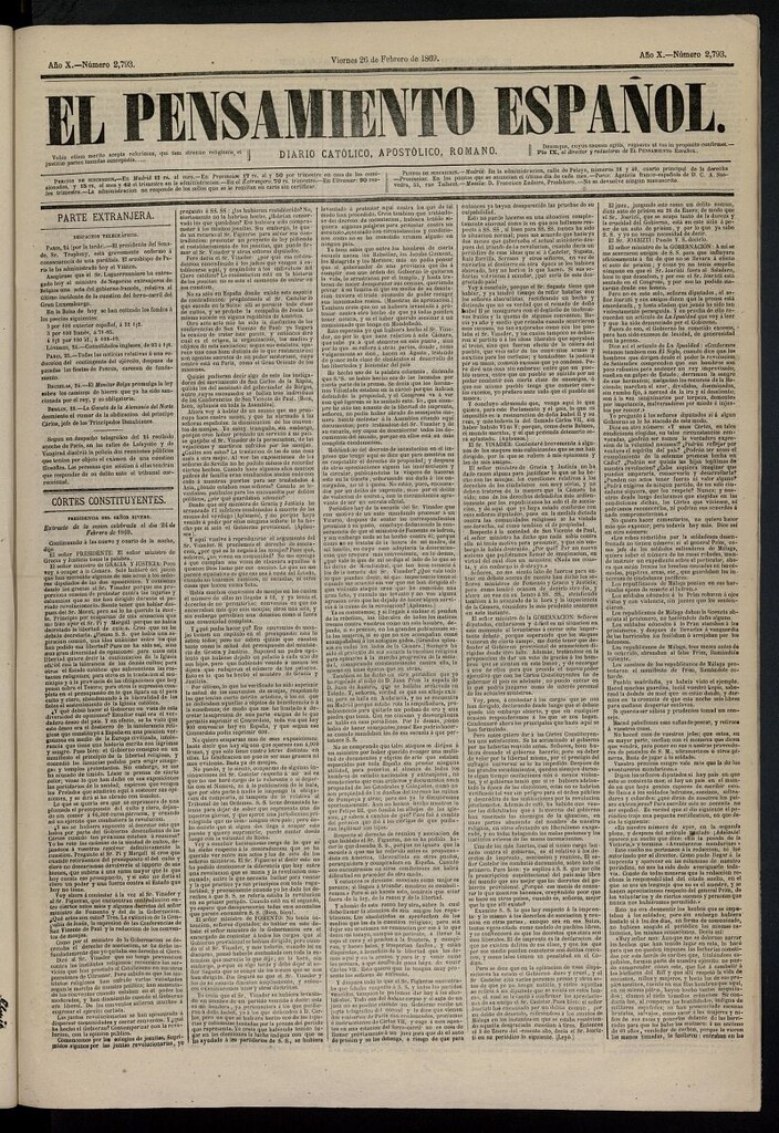 Miniatura de El Pensamiento Español del 26 de febrero de 1869, nº 2793