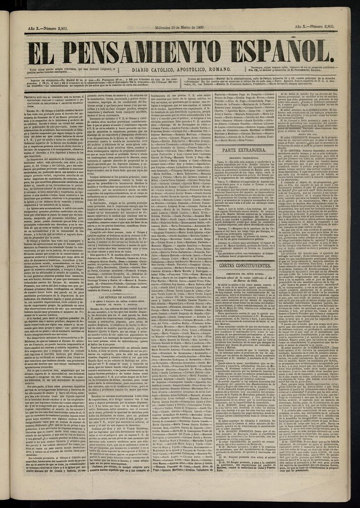 Miniatura de El Pensamiento Español del 10 de marzo de 1869, nº 2803