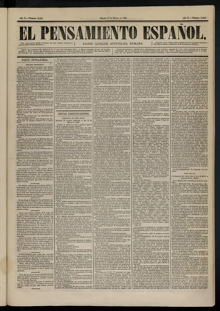 Miniatura de El Pensamiento Español del 13 de marzo de 1869, nº 2806