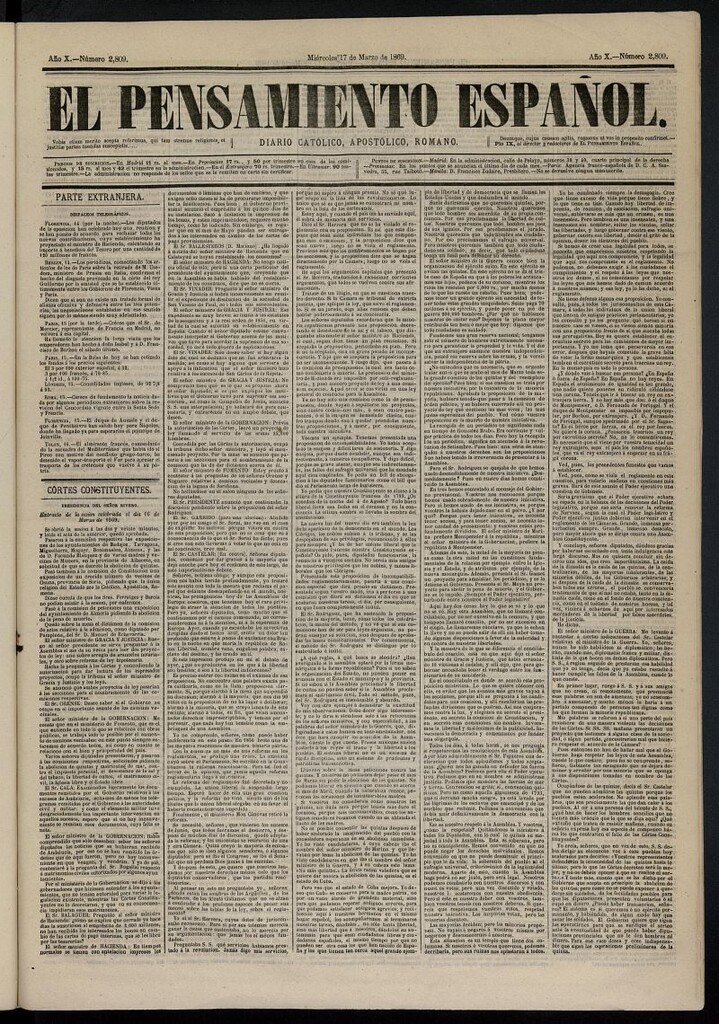 Miniatura de El Pensamiento Español del 17 de marzo de 1869, nº 2809