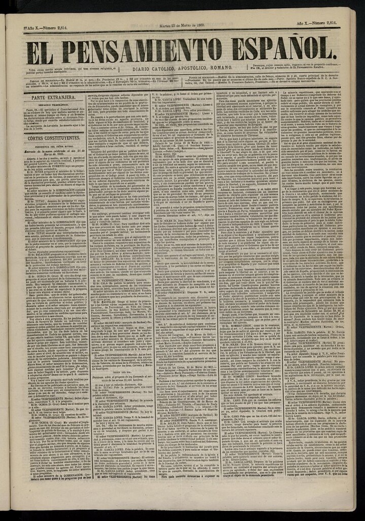 Miniatura de El Pensamiento Español del 23 de marzo de 1869, nº 2814
