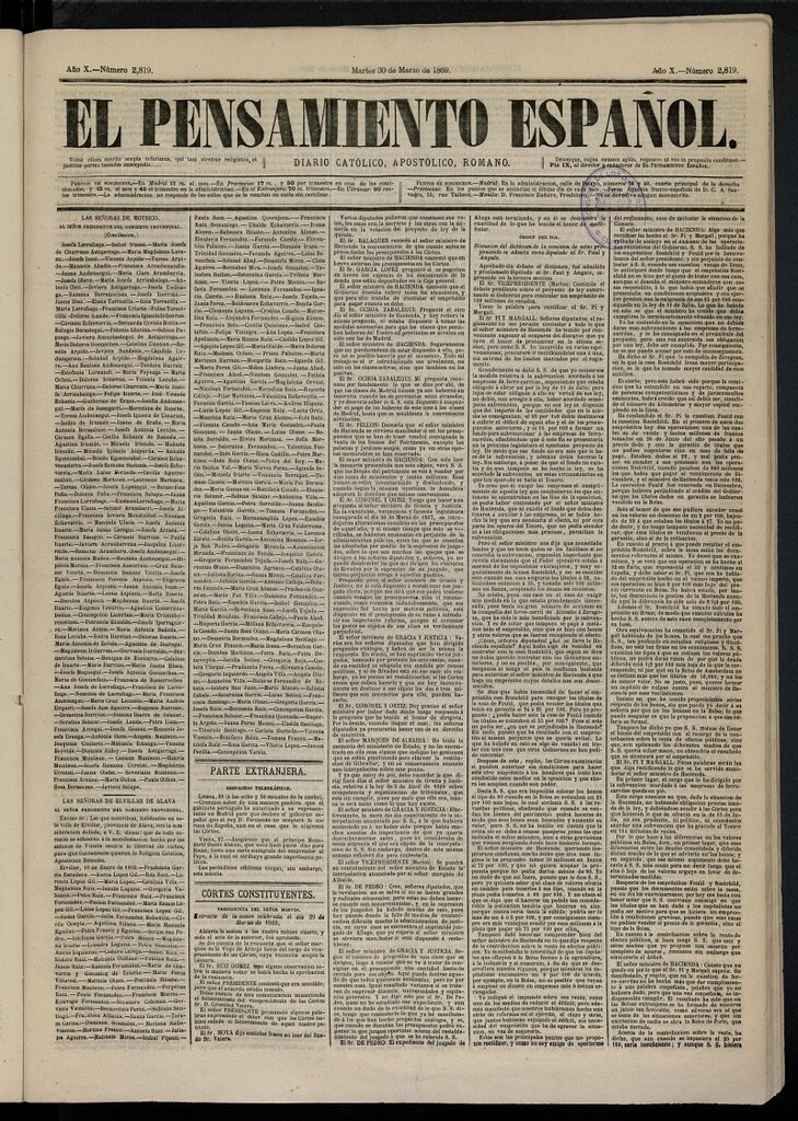 Miniatura de El Pensamiento Español del 30 de marzo de 1869, nº 2819