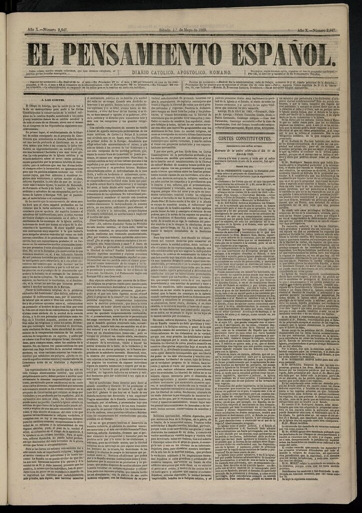 Miniatura de El Pensamiento Español del 1 de mayo de 1869, nº 2847