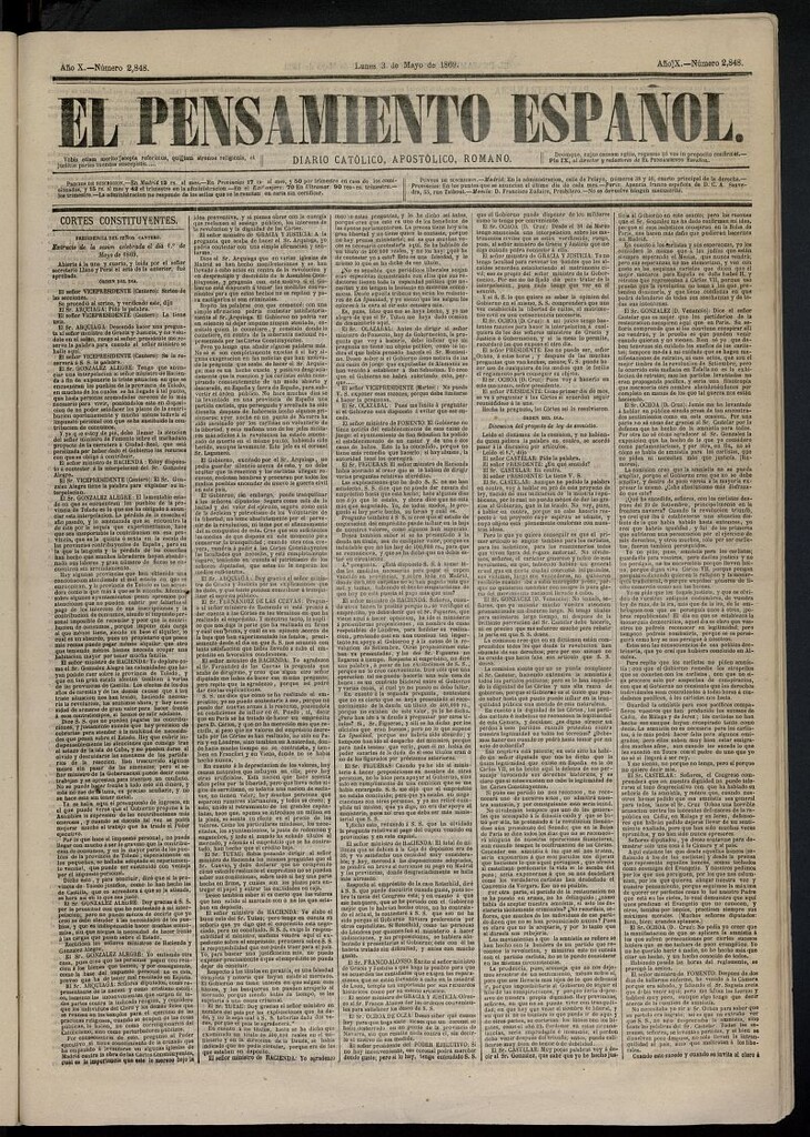 Miniatura de El Pensamiento Español del 3 de mayo de 1869, nº 2848
