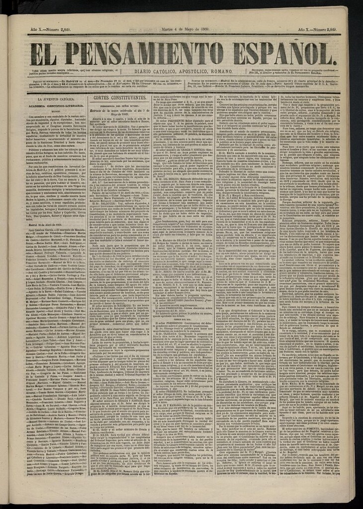 Miniatura de El Pensamiento Español del 4 de mayo de 1869, nº 2849