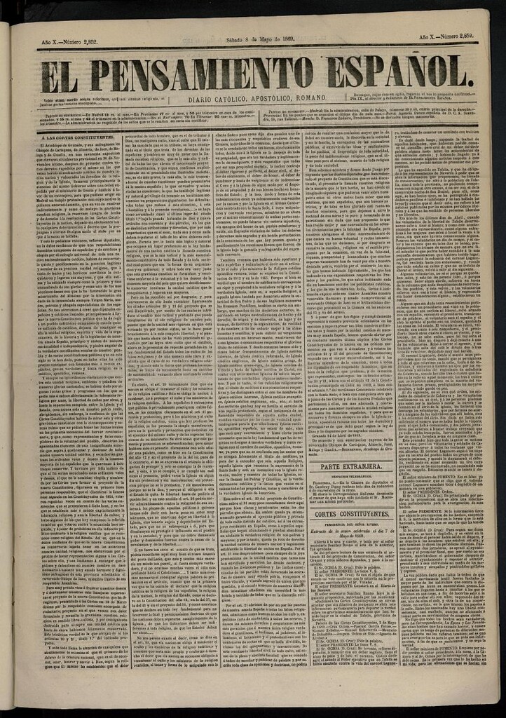 Miniatura de El Pensamiento Español del 8 de mayo de 1869, nº 2852