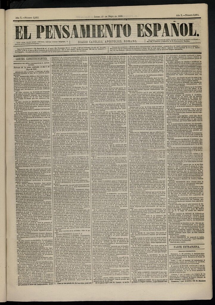 Miniatura de El Pensamiento Español del 10 de mayo de 1869, nº 2853
