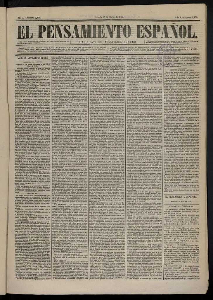 Miniatura de El Pensamiento Español del 15 de mayo de 1869, nº 2858
