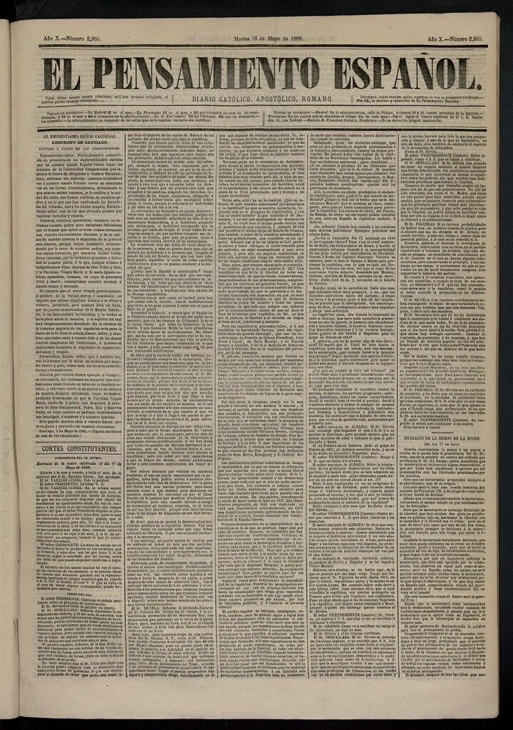 Miniatura de El Pensamiento Español del 18 de mayo de 1869, nº 2860