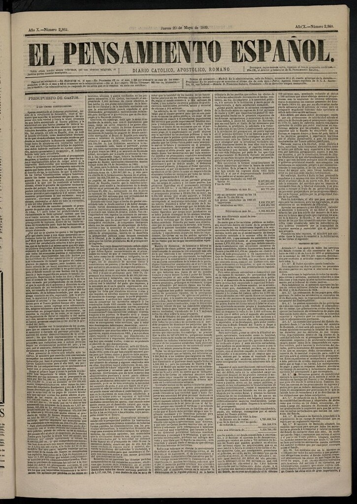 Miniatura de El Pensamiento Español del 20 de mayo de 1869, nº 2862