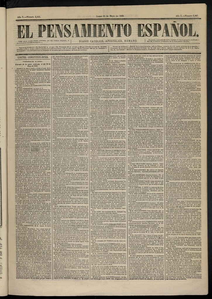 Miniatura de El Pensamiento Español del 24 de mayo de 1869, nº 2865