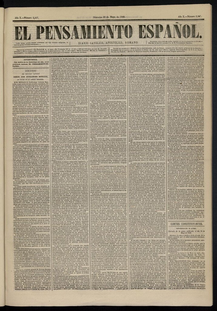 Miniatura de El Pensamiento Español del 26 de mayo de 1869, nº 2867