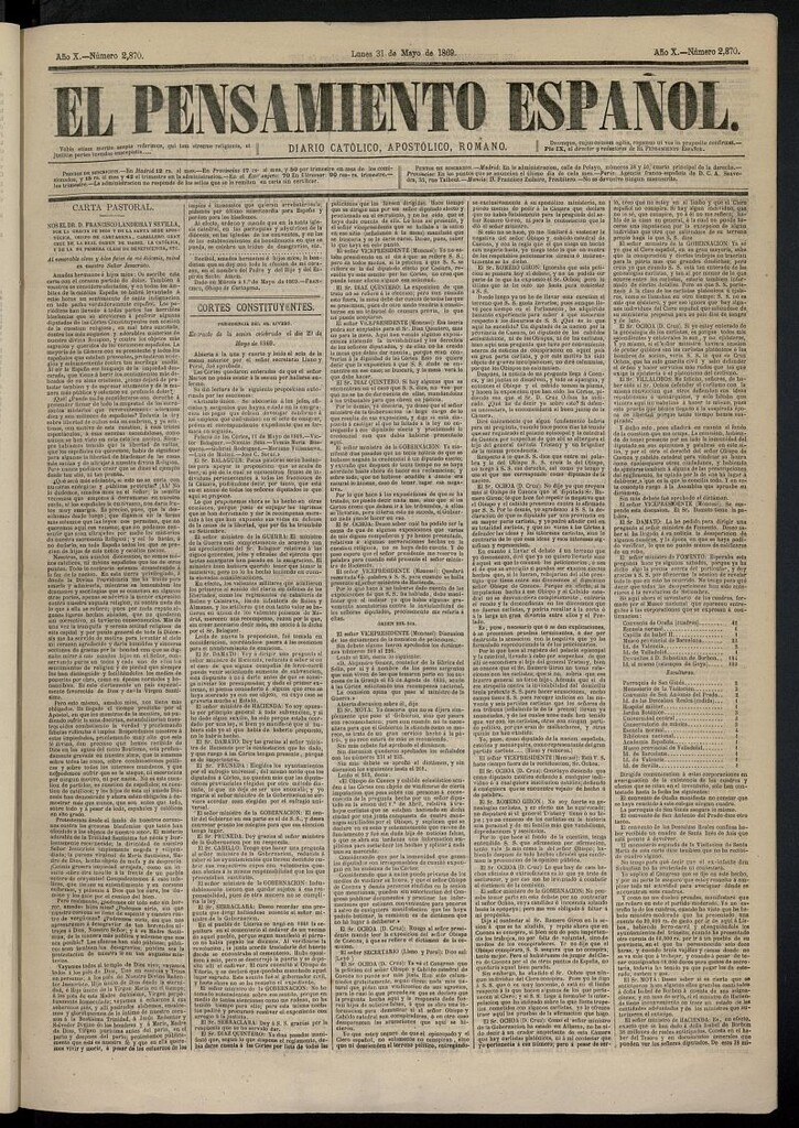 Miniatura de El Pensamiento Español del 31 de mayo de 1869, nº 2870
