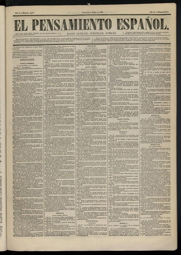 Miniatura de El Pensamiento Español del 8 de junio de 1869, nº 2877
