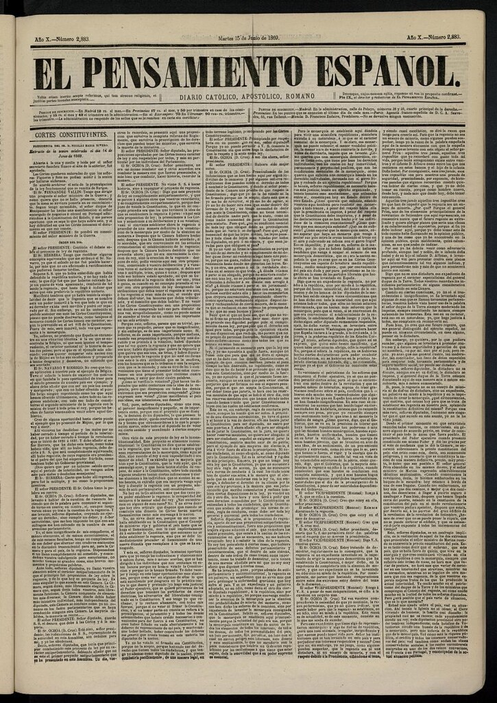Miniatura de El Pensamiento Español del 15 de junio de 1869, nº 2883