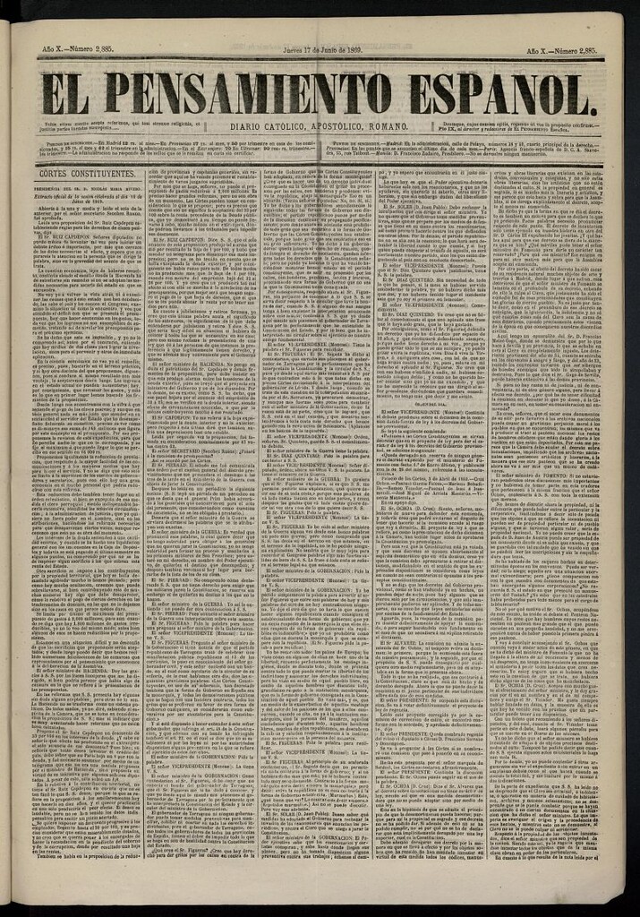 Miniatura de El Pensamiento Español del 17 de junio de 1869, nº 2885