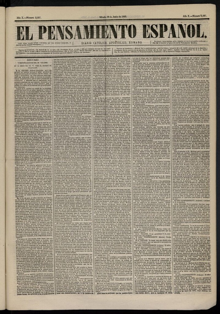 Miniatura de El Pensamiento Español del 19 de junio de 1869, nº 2887