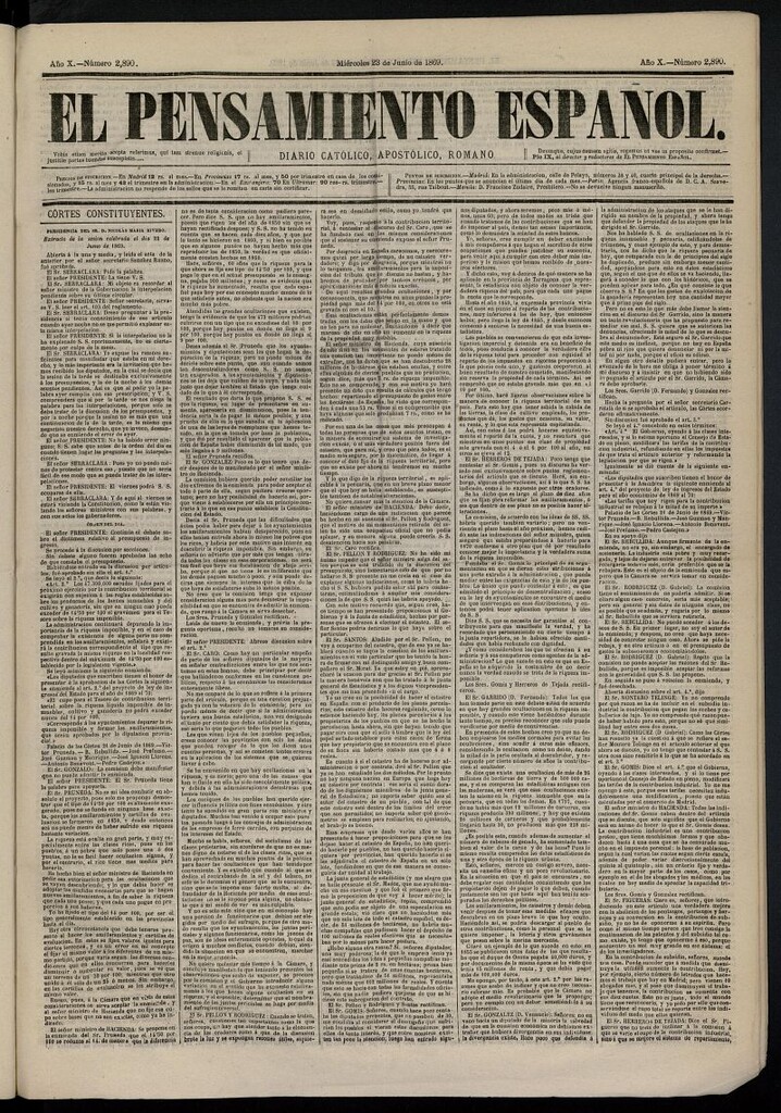 Miniatura de El Pensamiento Español del 23 de junio de 1869, nº 2890