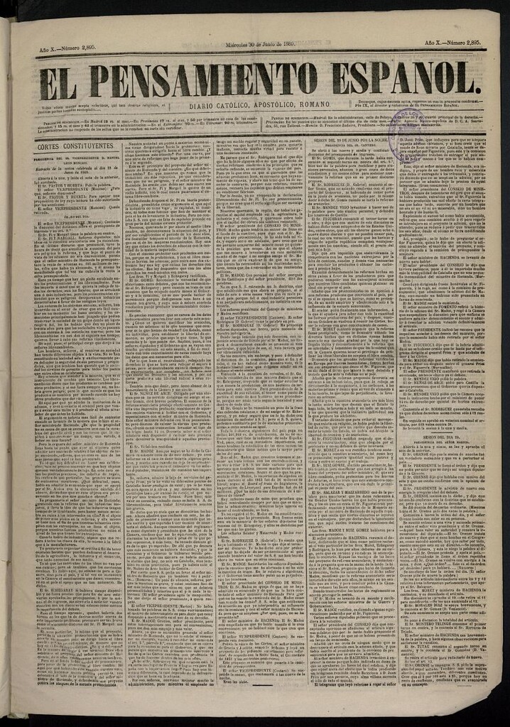 Miniatura de El Pensamiento Español del 30 de junio de 1869, nº 2895