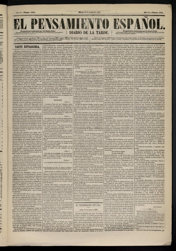 Miniatura de El Pensamiento Español del 10 de enero de 1865, nº 1544