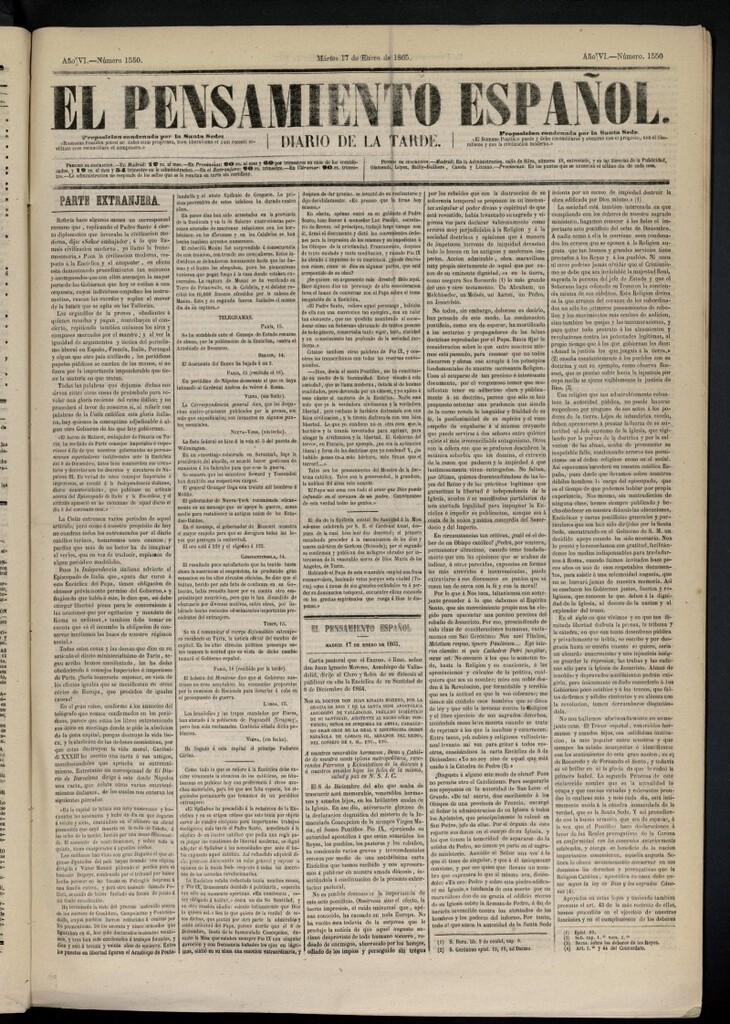 Miniatura de El Pensamiento Español del 17 de enero de 1865, nº 1550