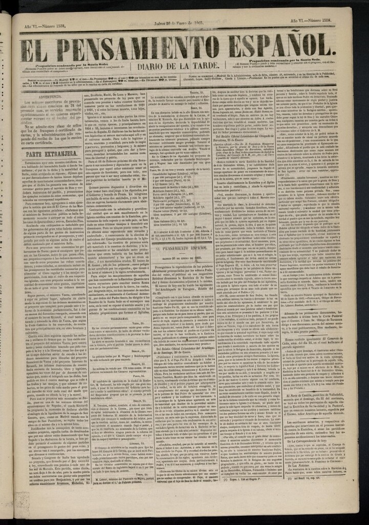 Miniatura de El Pensamiento Español del 26 de enero de 1865, nº 1558