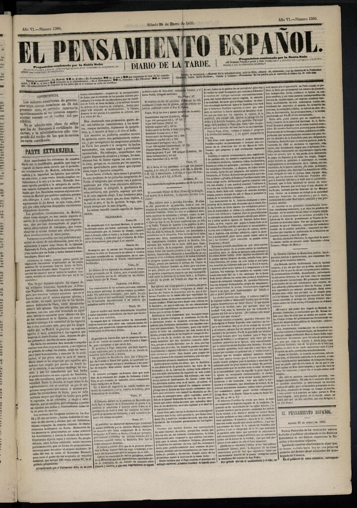 Miniatura de El Pensamiento Español del 28 de enero de 1865, nº 1560