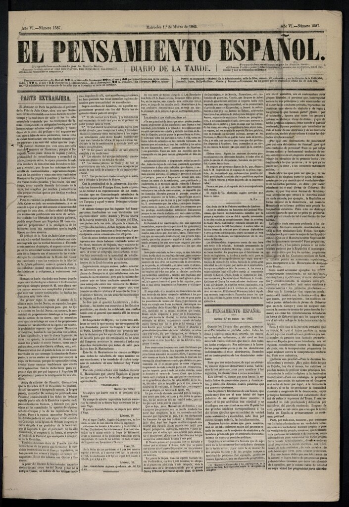 Miniatura de El Pensamiento Español del 1 de marzo de 1865, nº 1587