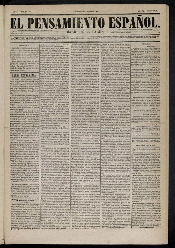 Miniatura de El Pensamiento Español del 22 de marzo de 1865, nº 1605