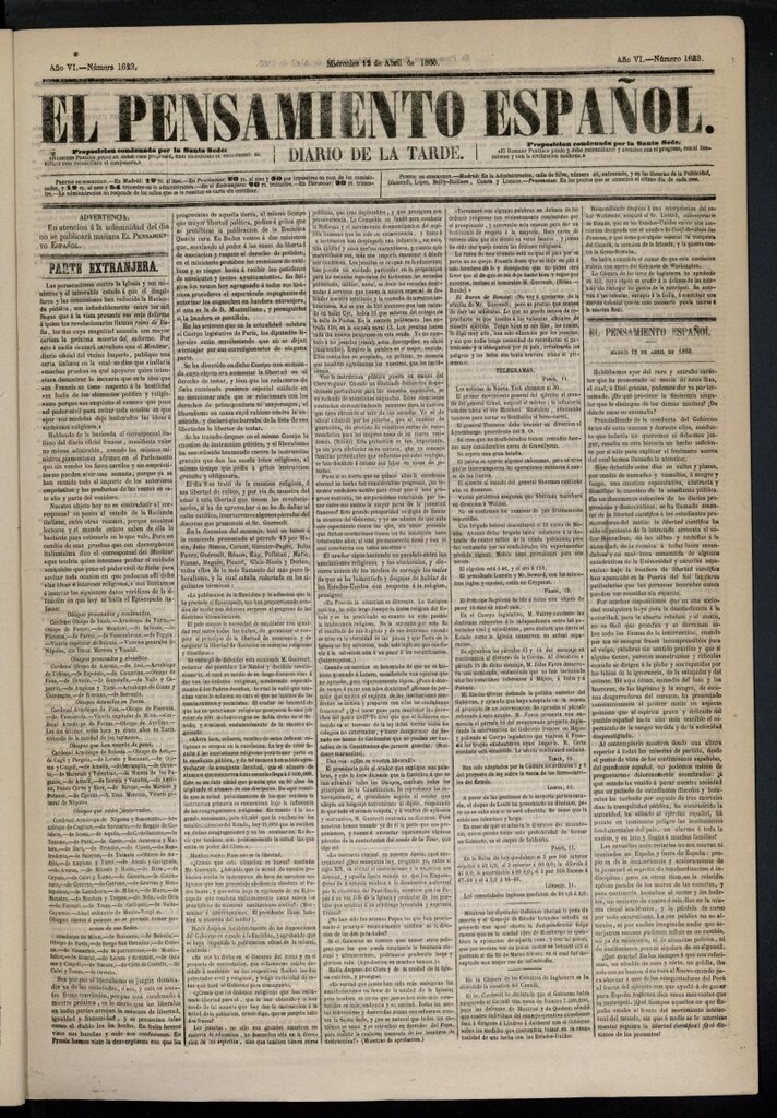 Miniatura de El Pensamiento Español del 12 de abril 1865, nº 1623
