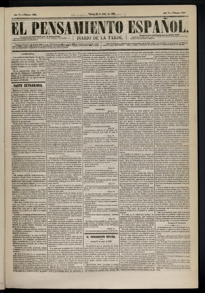 Miniatura de El Pensamiento Español del 21 de abril de 1865, nº 1630