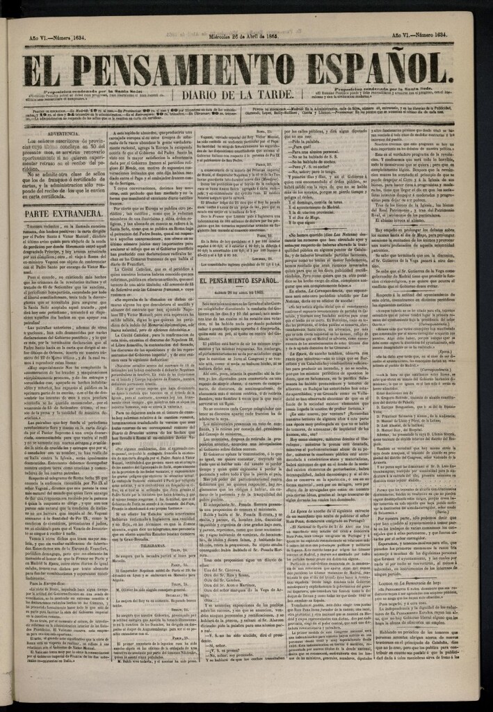 Miniatura de El Pensamiento Español del 26 de abril de 1865, nº 1634