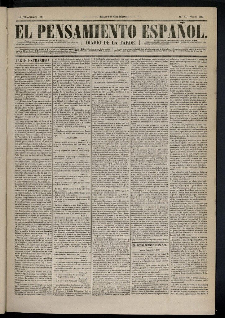 Miniatura de El Pensamiento Español del 6 de mayo de 1865, nº 1643