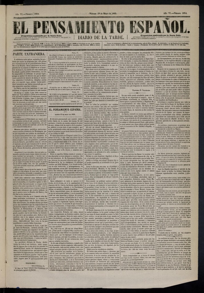 Miniatura de El Pensamiento Español del 19 de mayo de 1865, nº 1654