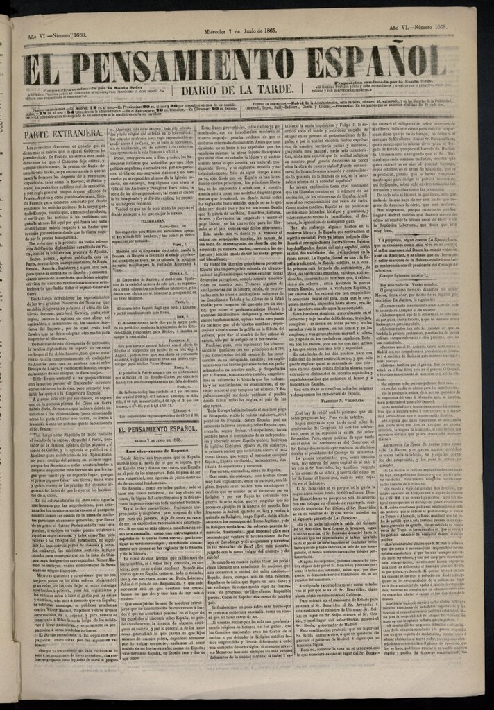Miniatura de El Pensamiento Español del 7 de junio de 1865, nº 1668
